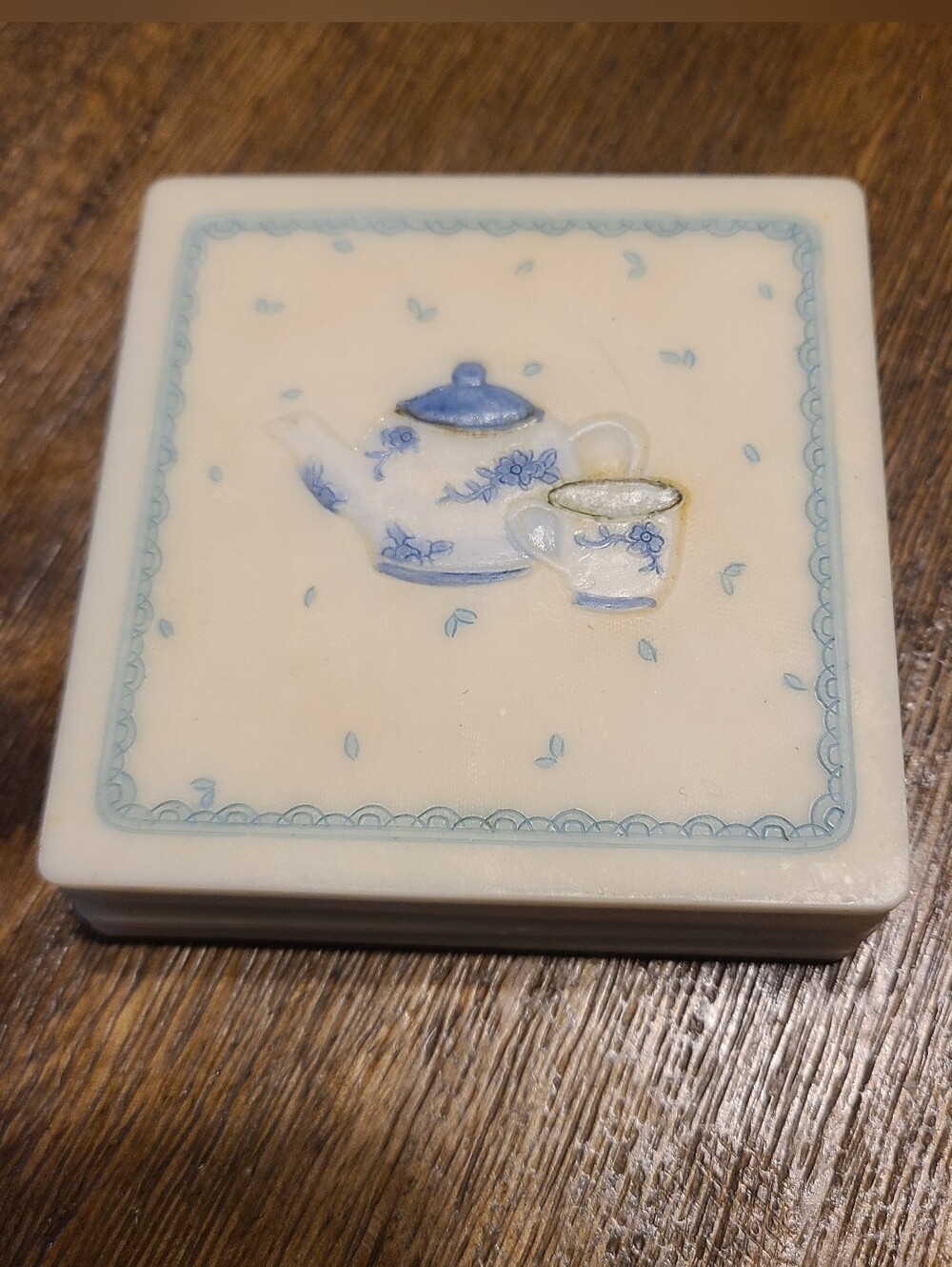 Vintage Barbara Mock 3D Resin Teacup Coasters - Set of 4 Cork Back - Cottagecore